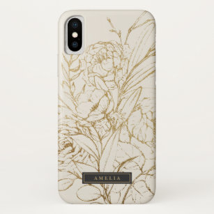 Gilded Floral Cream and Gold Personalized Name Case-Mate iPhone Case