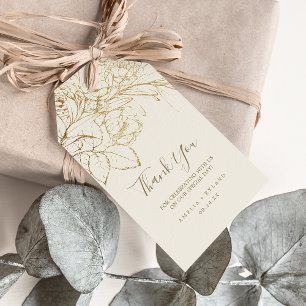 Gilded Floral Cream and Gold Thank You Favour Gift Tags