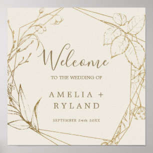 Gilded Floral   Cream and Gold Welcome Wedding Poster