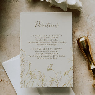 Gilded Floral Cream Directions Enclosure Card