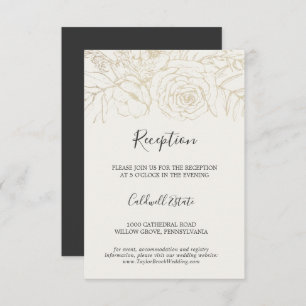 Gilded Floral   Cream & Gold Faded Reception Enclosure Card