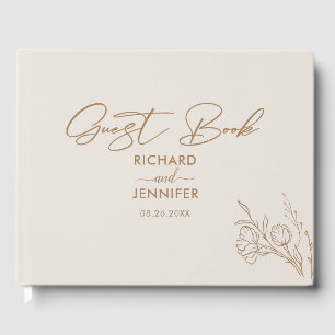 Gilded Floral Cream & Gold Personalised Wedding Guest Book