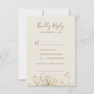 Gilded Floral Cream & Gold Song Request RSVP Card