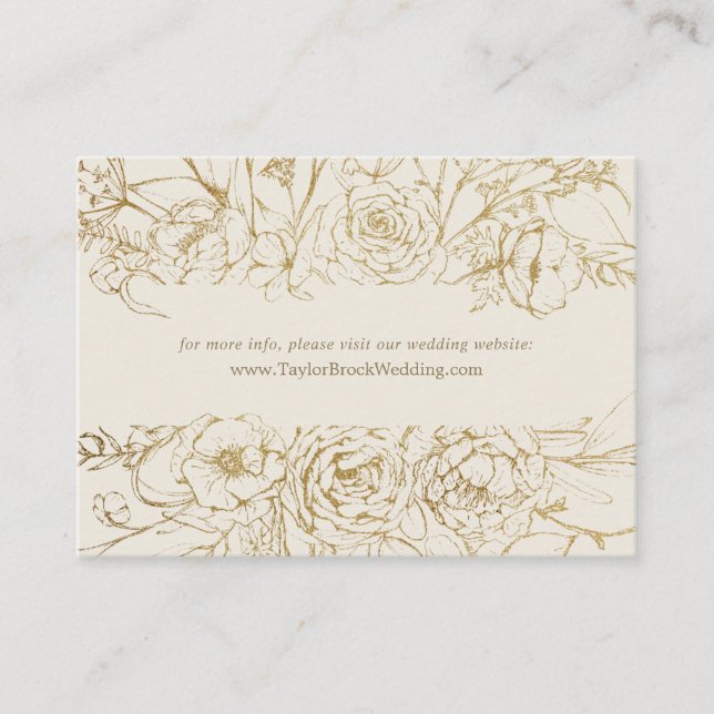 Gilded Floral | Cream & Gold Wedding Website Enclosure Card (Front)