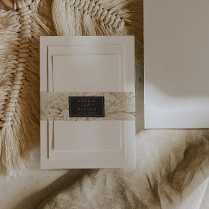 Gilded Floral Cream Wedding Invitation Belly Band