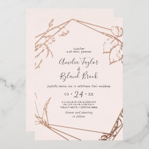 Gilded Floral Front & Back Rose Gold Foil Wedding