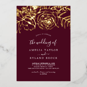 Gilded Floral Gold Foil Burgundy The Wedding Of