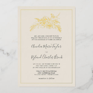 Gilded Floral Gold Foil Cream Formal Wedding