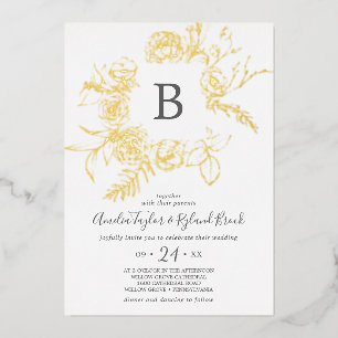 Gilded Floral Gold Foil Monogram Wedding