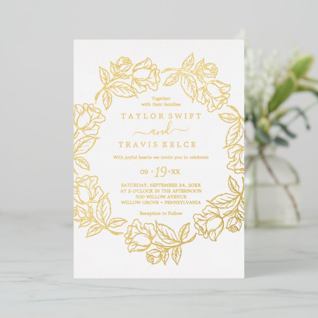 Gilded Floral | Gold Foil Wedding  (Standing Front)