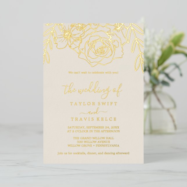 Gilded Floral | Gold Foil Wedding  (Standing Front)