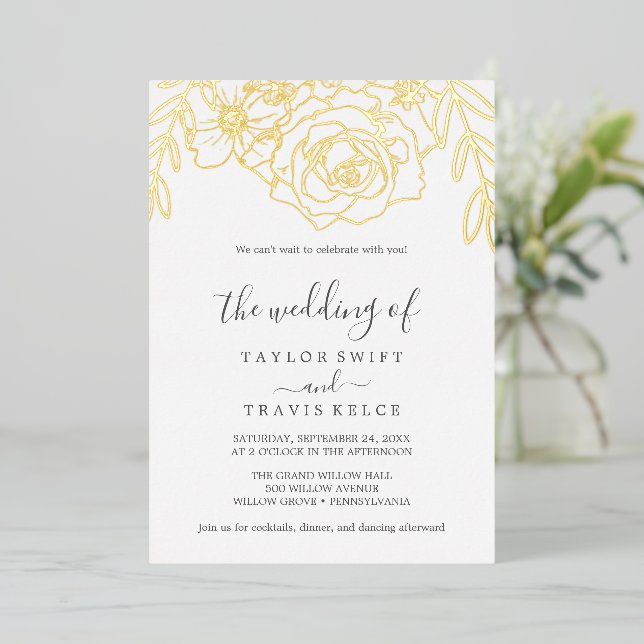 Gilded Floral | Gold Foil Wedding  (Standing Front)