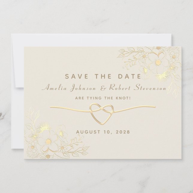 Gilded Floral Gold Wedding Save The Date (Front)