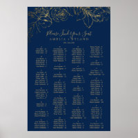 Gilded Floral | Navy Alphabetical Seating Chart