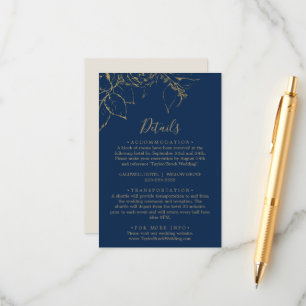 Gilded Floral Navy & Gold Details Enclosure Card