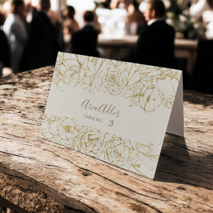 Gilded Floral Printable Cream and Gold Place Cards