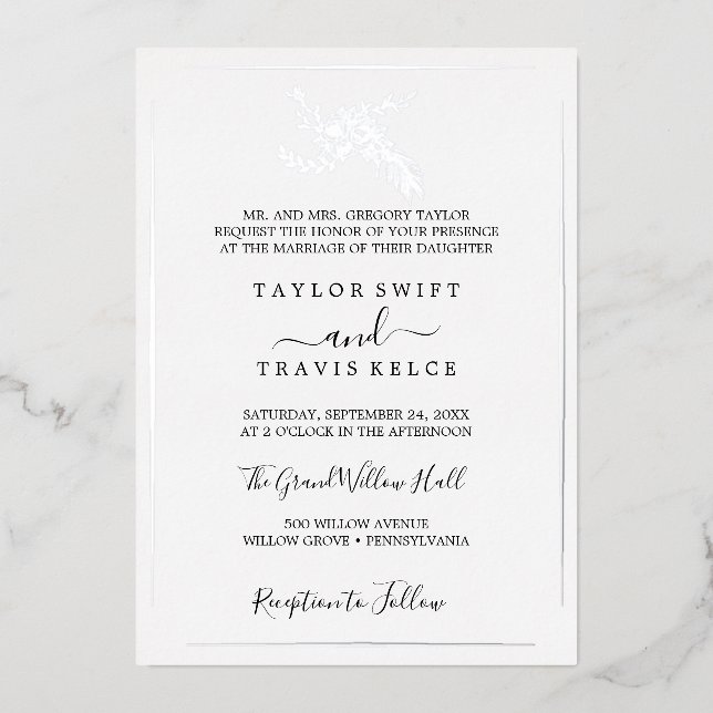 Gilded Floral | Silver Foil Formal Wedding  (Front)