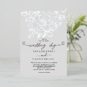 Gilded Floral   Silver Foil Grey Wedding Day 