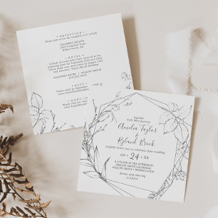 Gilded Floral Silver & White All In One Wedding Invitation