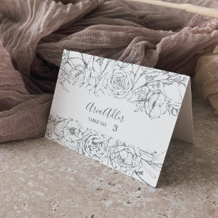 Gilded Floral Silver White Wedding Place Cards