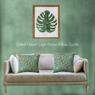 Gilded Flower Cage Throw Pillow