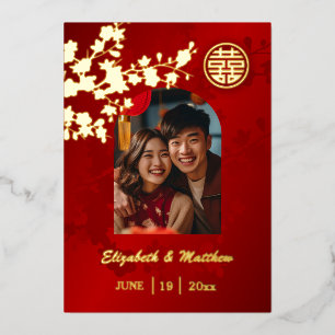 Gilded Flowers Red Chinese Wedding Photo