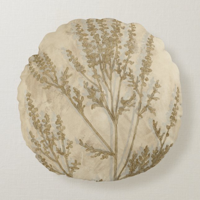 Gilded Foliage II Round Pillow (Front)