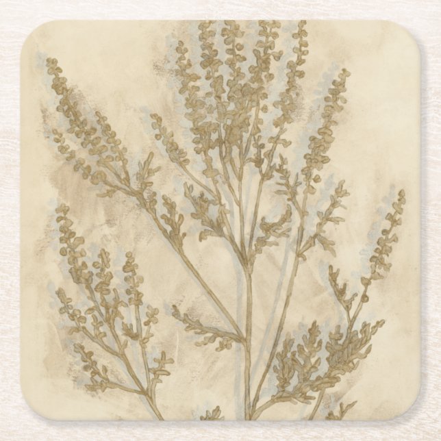 Gilded Foliage II Square Paper Coaster (Front)