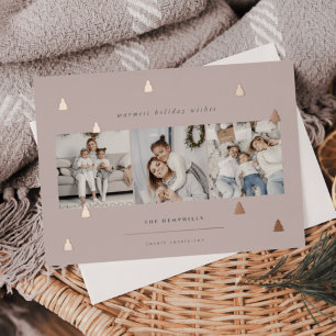 Gilded Forest   Elegant Christmas Photo Collage Foil Holiday Card