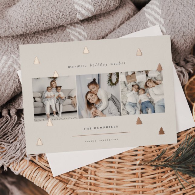 Gilded Forest | Elegant Christmas Photo Collage Foil Holiday Card (Creator Uploaded)