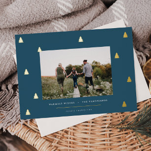 Gilded Forest Elegant Christmas Photo Foil Holiday Card