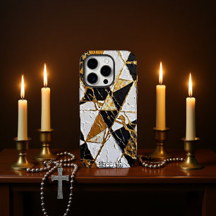 Gilded Fragments: Abstract Geometry iPhone 16 Pro Case