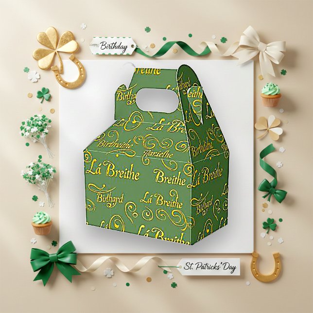 Gilded Gaelic Birthday Sage St. Patrick's Pattern Favor Box (Creator Uploaded)