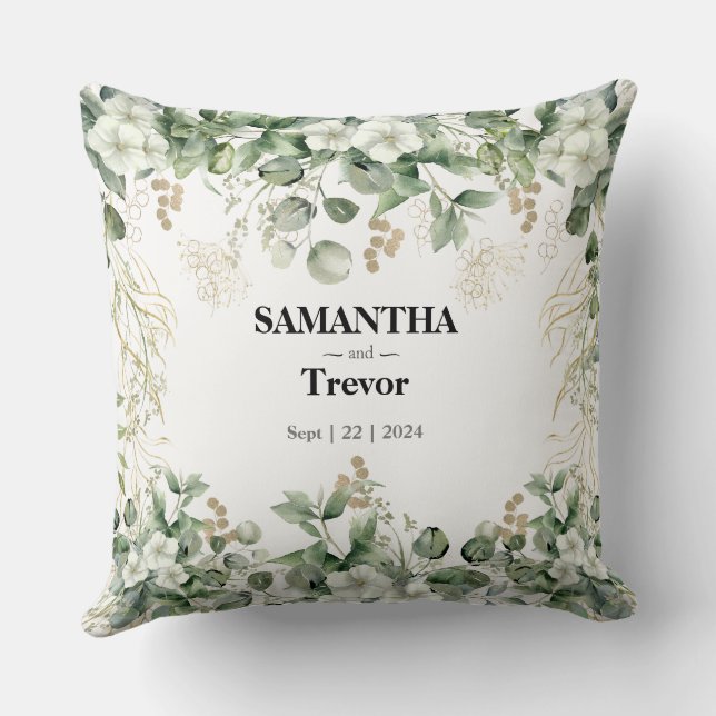 Gilded Garden: Personalized Luxury in Every Thread Throw Pillow (Back)