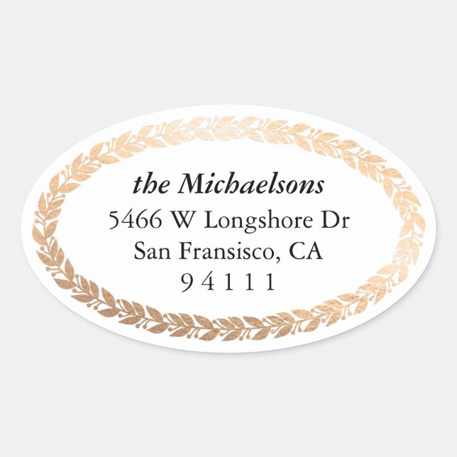 Gilded Garland Elegant Oval Oval Sticker (Front)