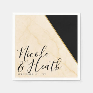 Gilded Geometry Luxe Ivory & Gold Marble Wedding Napkin