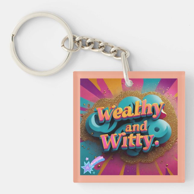 "Gilded Glamour and Giggles" Keychain (Front)
