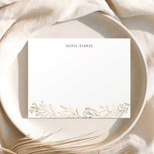 Gilded gold botanical personalized Stationery Card