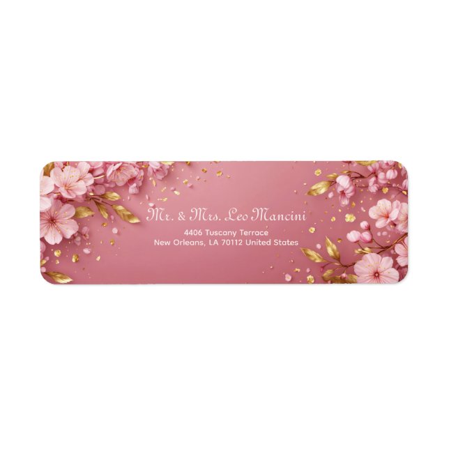Gilded Gold Leaf Pink Cherry Blossom (Devant)