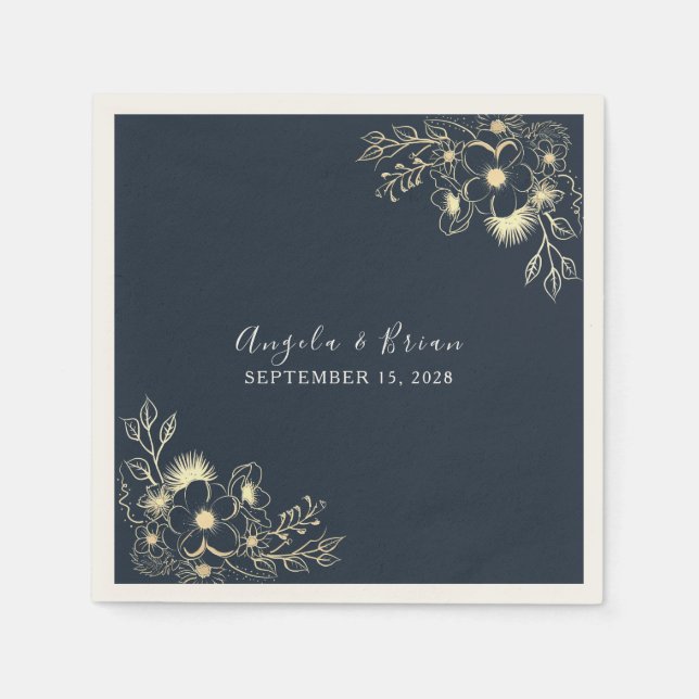 Gilded Gold Navy Napkins (Front)