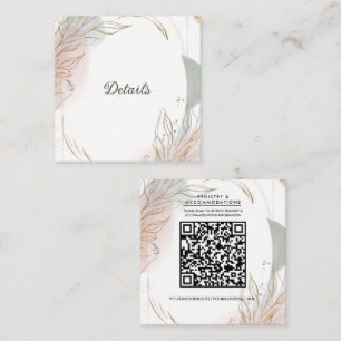 Gilded Gold Sage & Blush Botanical Wedding Details Square Business Card