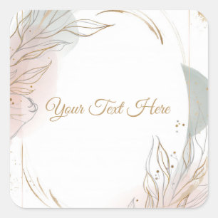 Gilded Gold Sage & Blush Botanical Wedding  Square Sticker