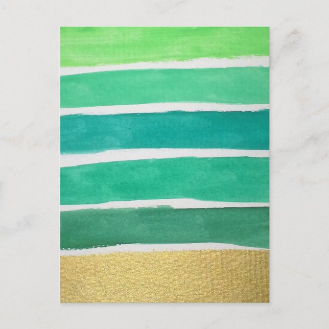 Gilded Green Stripes  Postcard (Front)