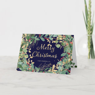 Gilded Greenery   Merry Christmas Holiday Card