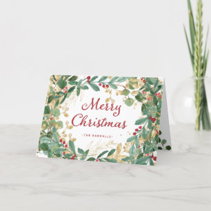 Gilded Greenery Merry Christmas Holiday Card