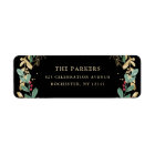 Gilded Greenery on Black Christmas Return Address