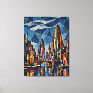 Gilded Horizon Art Deco Architectural Cubist Canva Canvas Print