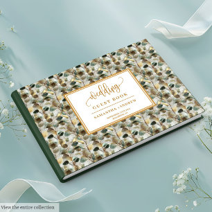 Gilded Hunter Green And Gold Wedding Guest Book