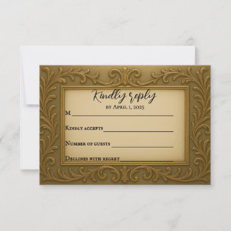 Gilded in Gold Wedding Carte RSVP