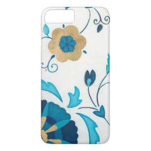 Gilded Indigo Flowers with White Background iPhone 8 Plus/7 Plus Case